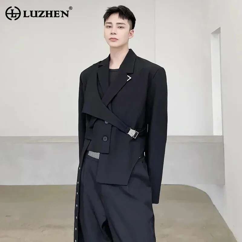 Street Fashion Men 2025 - LUZHEN oryginalny asymetryczny wzór łączenia marynarki